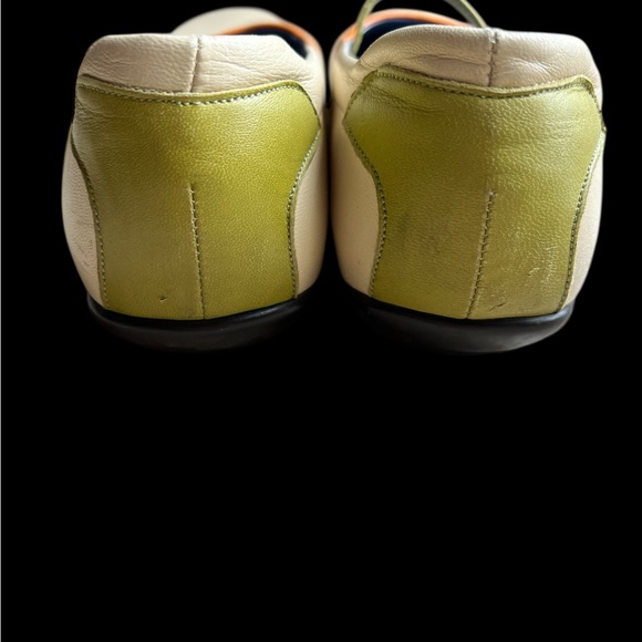 Barneys New York Italian Leather Women's Flats in Orange, Green & Cream sz 38 - Picture 5 of 6